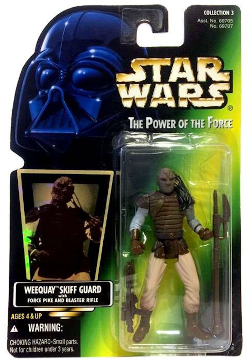 Hasbro Star Wars Power of the Force POTF2 Collection 3 Weequay Skiff Guard Hologram Card Action Figure