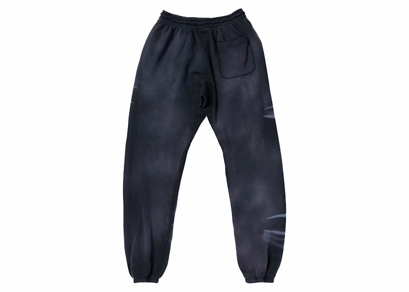 Hellstar Airbrushed Skull Closed Elastic Bottom Sweatpants Midnight Dye Black