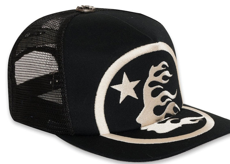 Hellstar Big Logo Trucker Snapback Hat Black