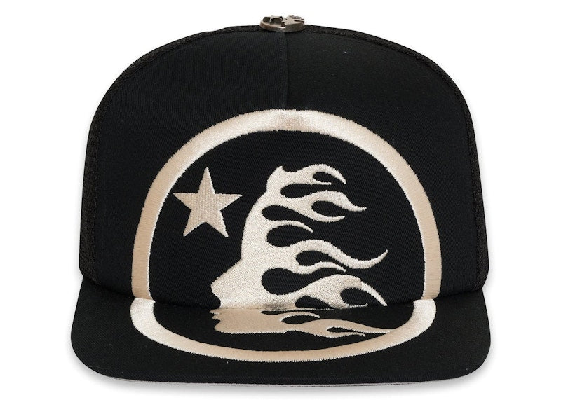 Hellstar Big Logo Trucker Snapback Hat Black