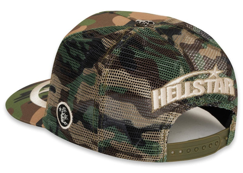 Hellstar Big Logo Trucker Snapback Hat Camo