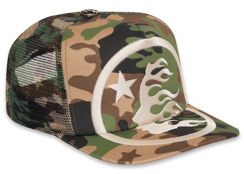 Hellstar Big Logo Trucker Snapback Hat Camo