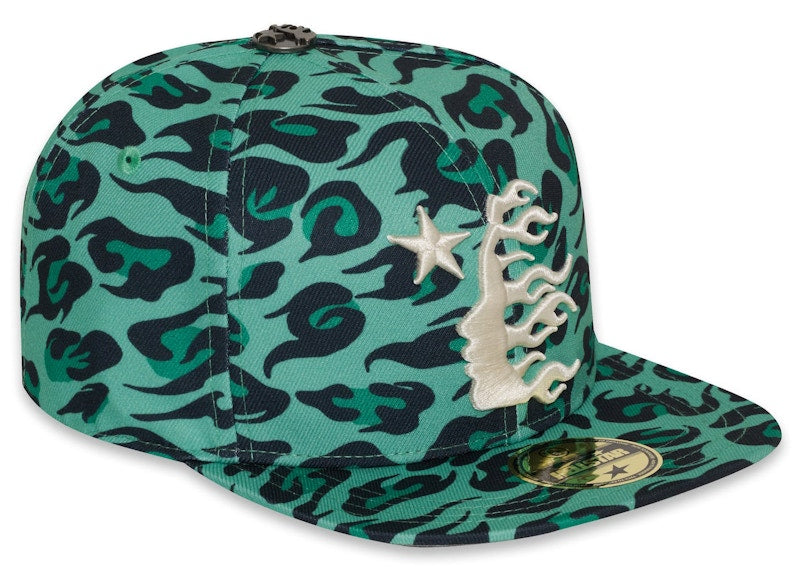 Hellstar Cheetah Print Snapback Hat Green