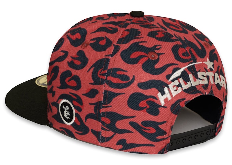 Hellstar Cheetah Print Snapback Hat Red