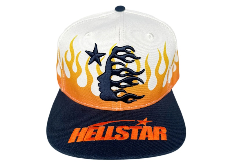 Hellstar Flame Vintage Snapback Hat Cream/Navy