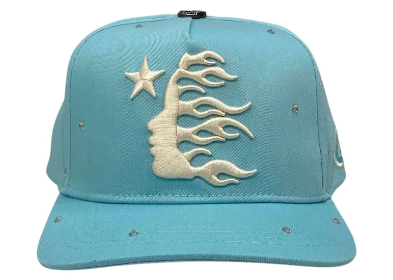 Hellstar OG Logo Rhinestone Snapback Hat Baby Blue