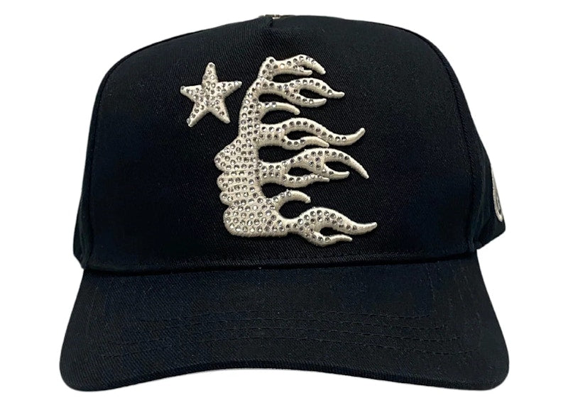 Hellstar OG Logo Rhinestone Snapback Hat Black