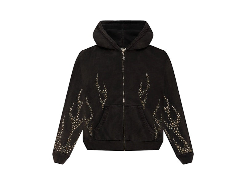 Hellstar Studded Flame Zip-Up Black