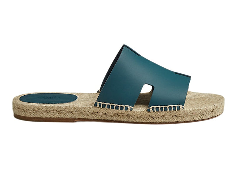 Hermes Antigua Espadrille Bleu Canard Calfskin Leather