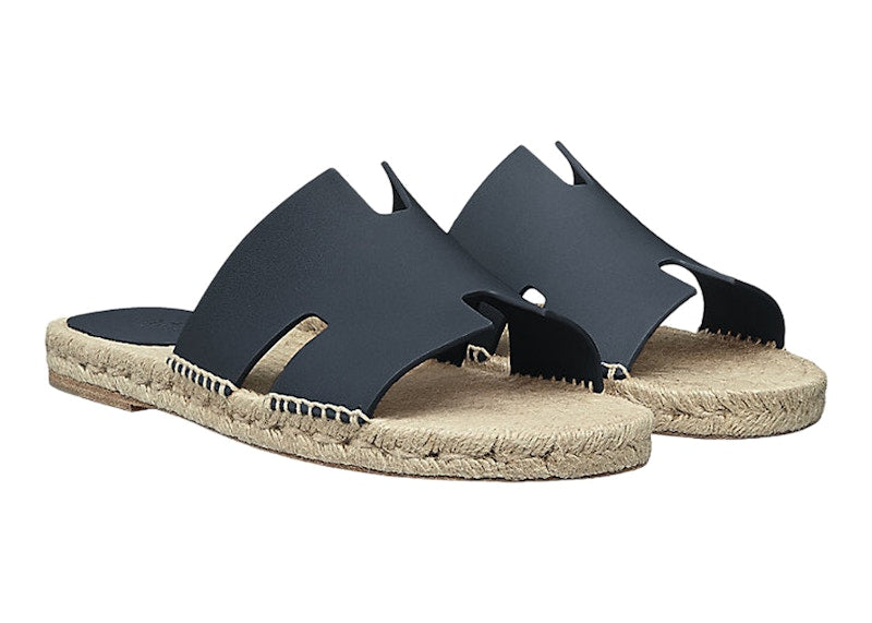 Hermes Antigua Espadrille Bleu Indigo Calfskin Leather