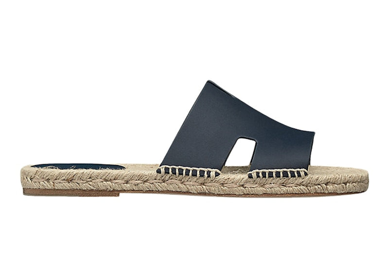 Hermes Antigua Espadrille Bleu Indigo Calfskin Leather