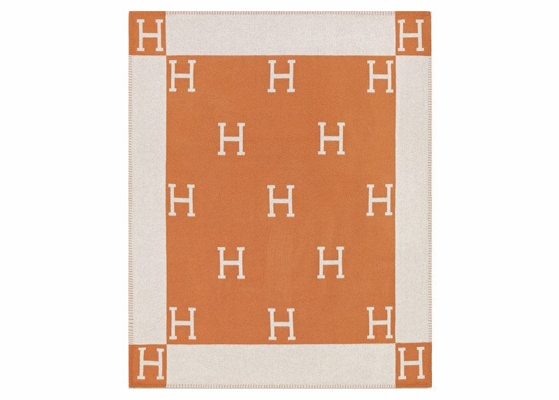 Hermes Avalon Throw Blanket Ecru/Potiron