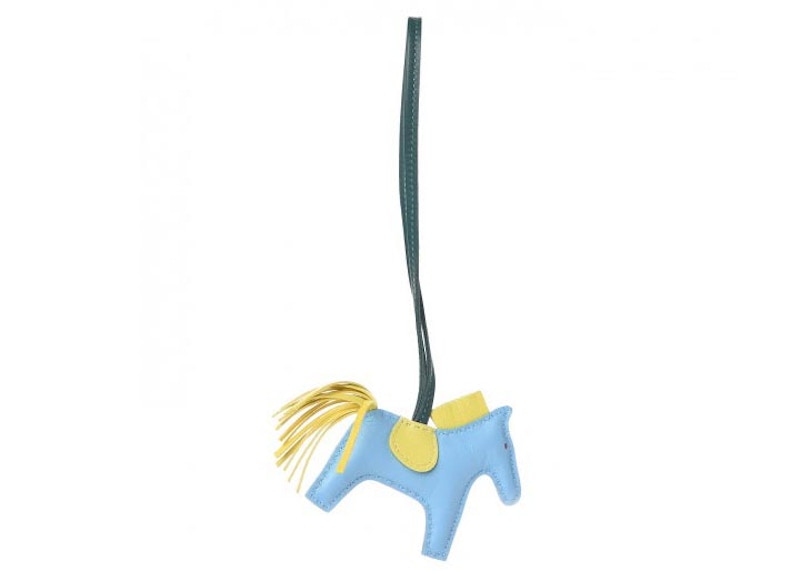 Hermes Bag Charm Rodeo House Milo PM Bleu Celeste/Lime/Malachite