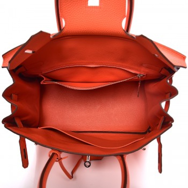 Hermes Birkin Taurillon Clemence 30 Orange Poppy