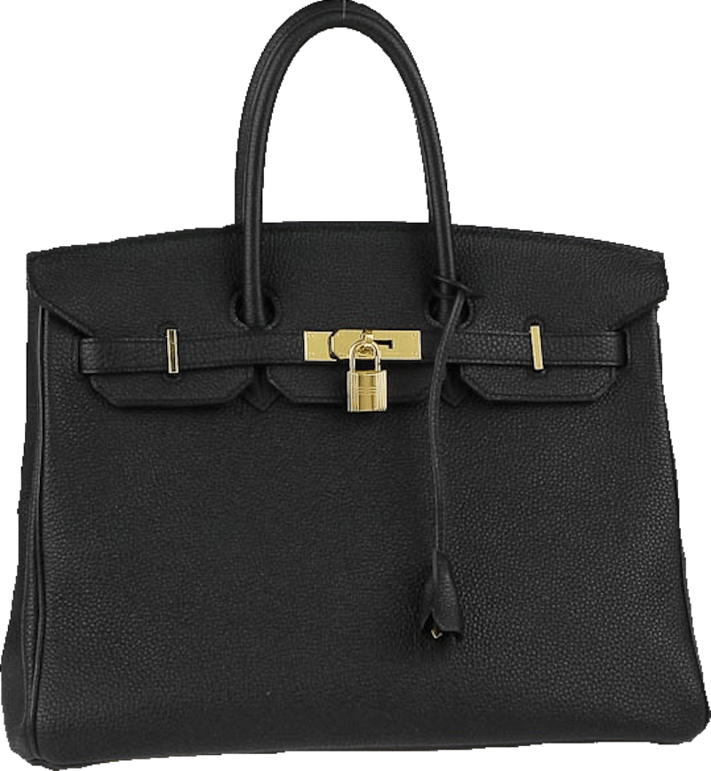 Hermes Birkin Togo 35 18k Gold-tone Noir