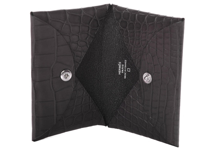 Hermes Card Case Matte Alligator Calvi Graphite