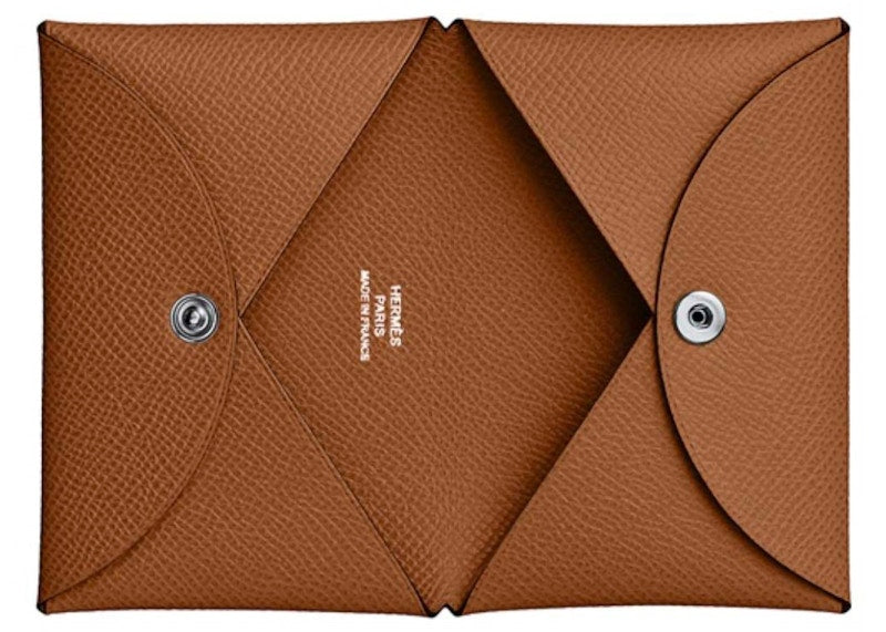 Hermes Card Holder Calvi Epsom Gold