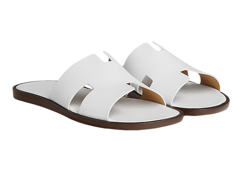 Hermes Izmir Sandal Blanc Smooth Calfskin Leather