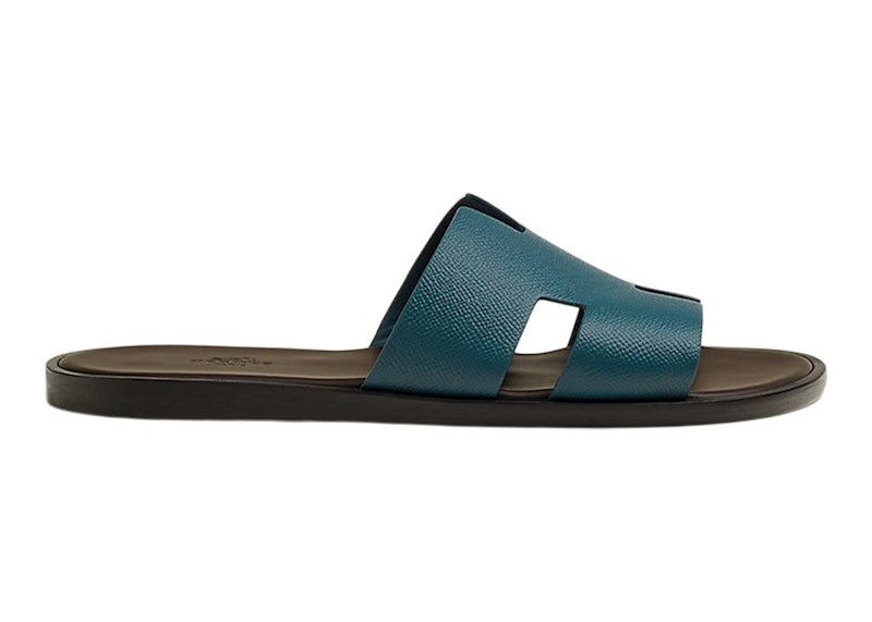 Hermes Izmir Sandal Bleu Canard Marron Ébène Epsom Calfskin Leather