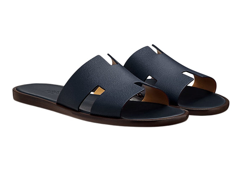 Hermes Izmir Sandal Marine Brown Epsom Leather