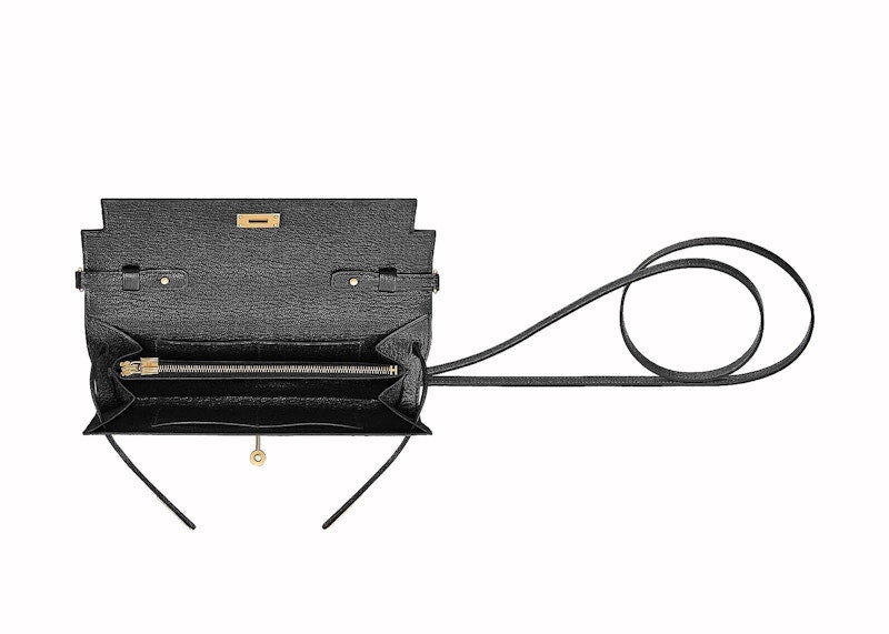 Hermes Kelly Classique To Go Wallet Chèvre Mysore Noir Gold Plated Hardware