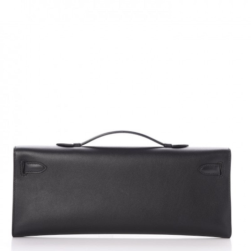 Hermes Kelly Cut Pochette Swift Palladium Black