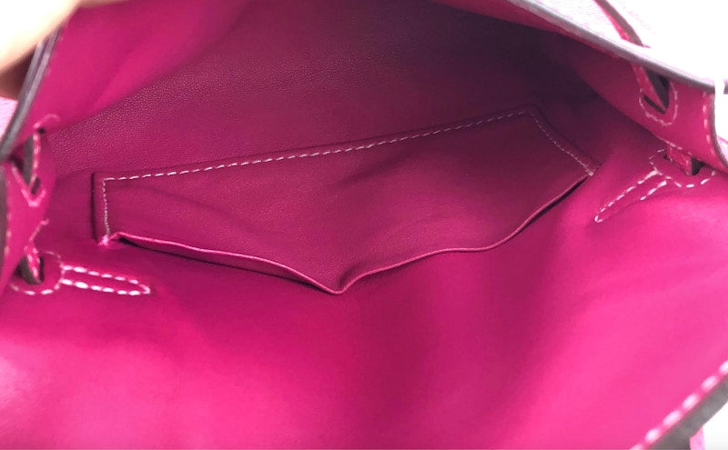 Hermes Kelly Epsom Palladium Micro 15 Rose Tyrien