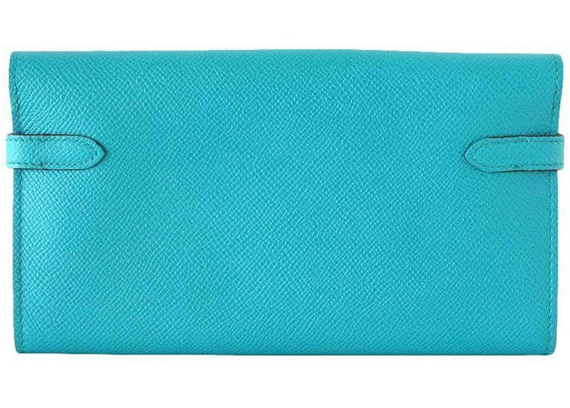 Hermes Kelly Classic Wallet Epsom Bleu Paon