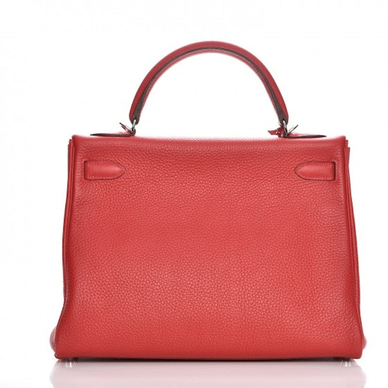 Hermes Kelly Retourne Taurillon Clemence 32 Rouge Casaque