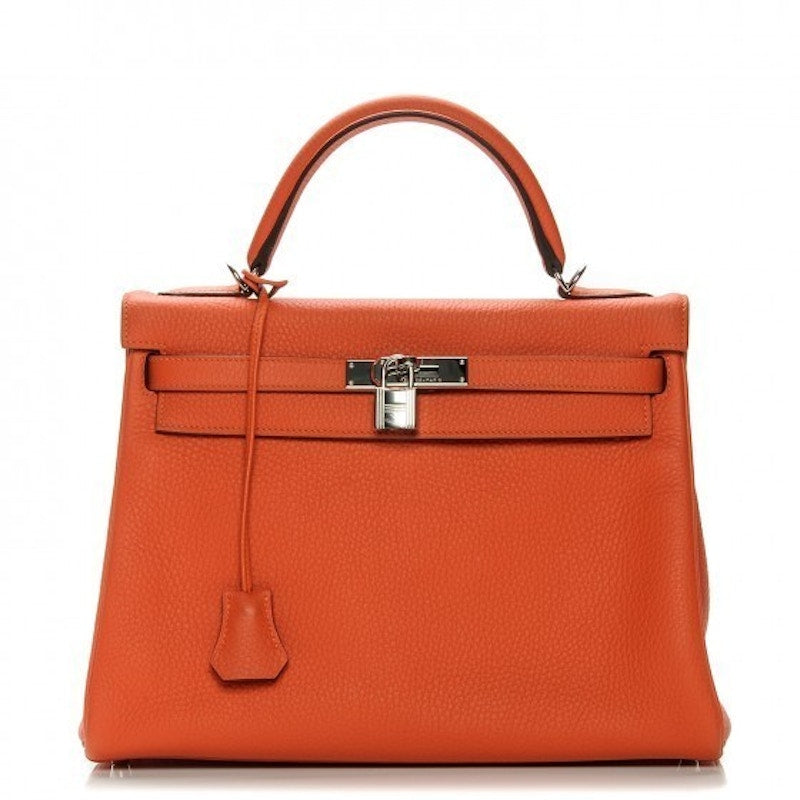 Hermes Kelly Retourne Taurillon Clemence 32 Feu