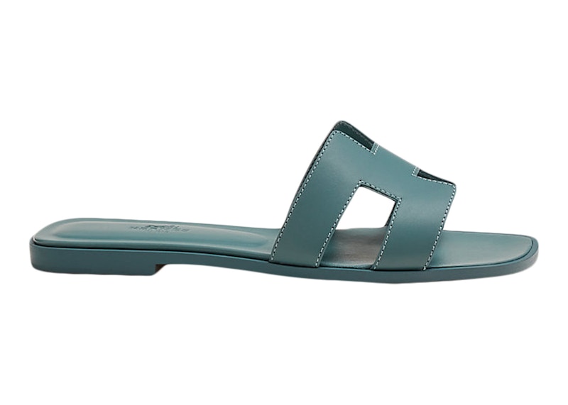 Hermes Oran Sandal Bleu Pinede Box Calfskin Leather