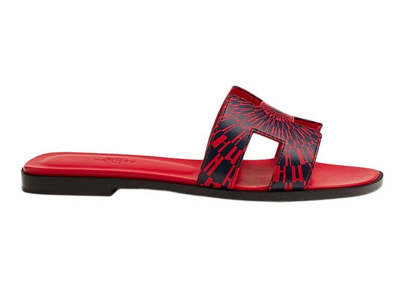 Hermes Oran Sandal Marine Rouge Maison Calfskin Leather