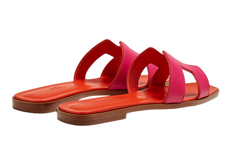 Hermes Oran Sandal Rose Flash Orange Calfskin Leather