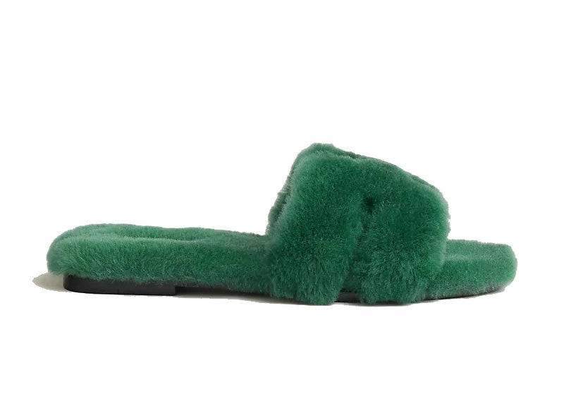 Hermes Oran Sandal Vert Anglais Sherling