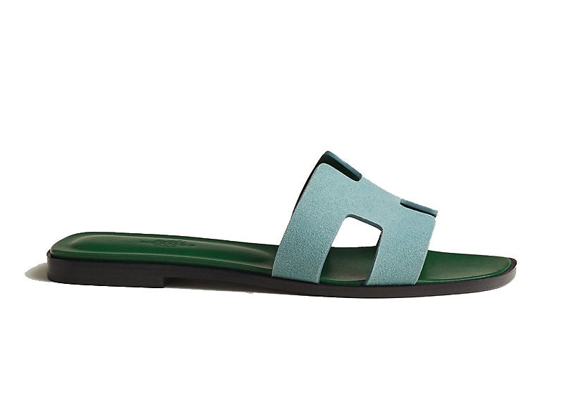 Hermes Oran Sandal Vert D'eau Suede Goatskin