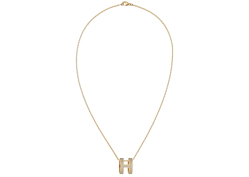 Hermes Mini Pop H Pendant Gold-tone Marron Glace