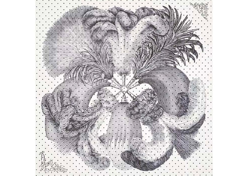 Hermes Plumets Et Panaches 90 Scarf White/Black