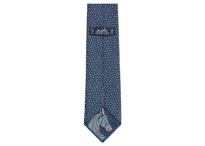 Hermes Tie Tie 7 H Robe Du Soir Blue