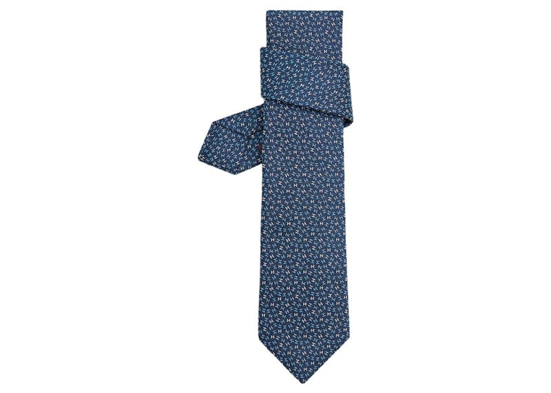 Hermes Tie Tie 7 H Robe Du Soir Blue