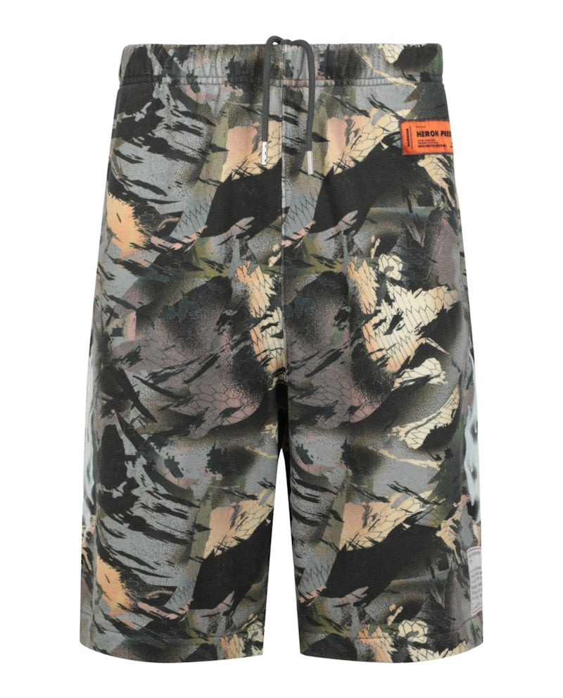 Heron Preston Camo Flaming Sweatshorts Green
