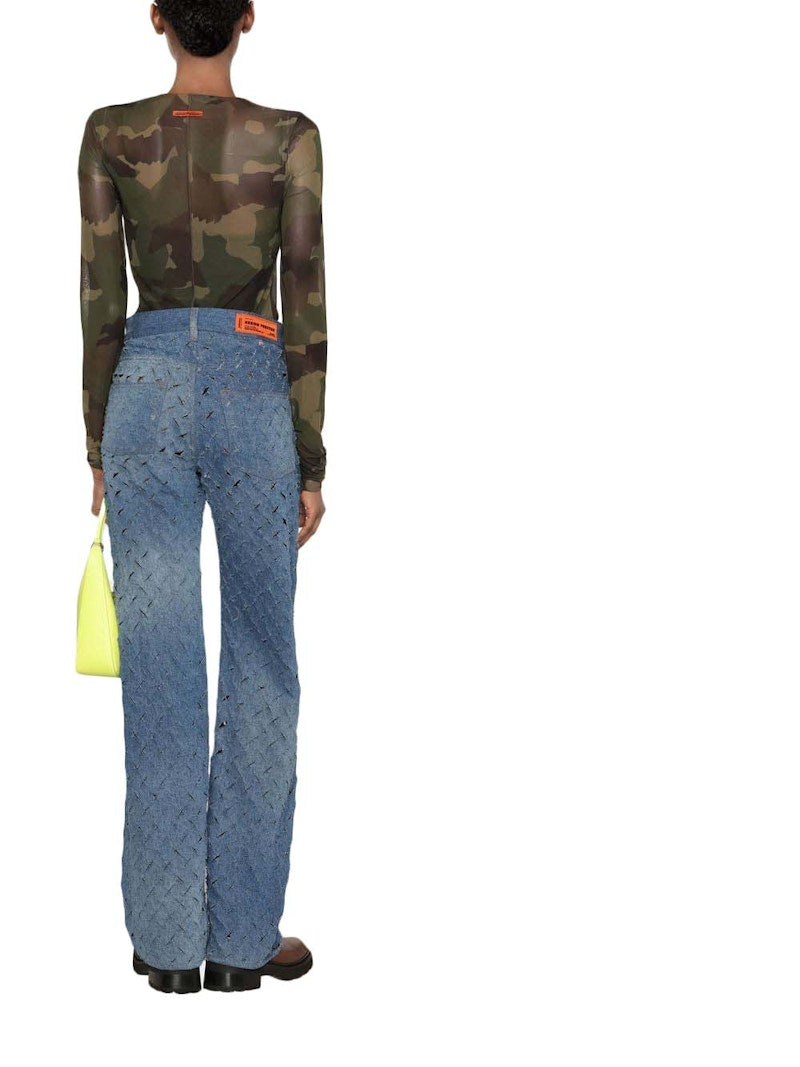 Heron Preston Camo Mesh LS Top Camo Green