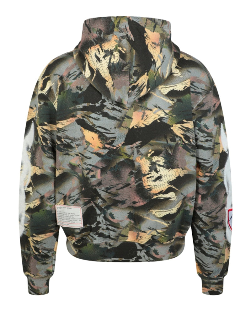 Heron Preston Camouflage Flaming Sleeve Hoodie Green