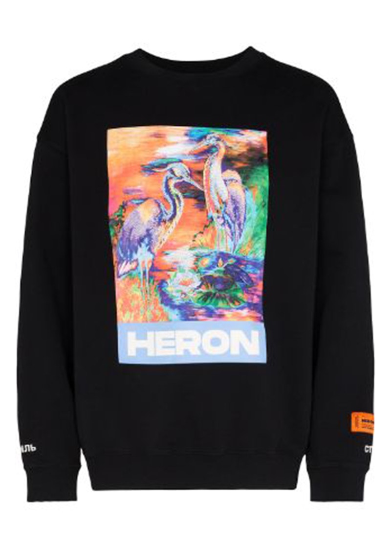 Heron Preston Heron Watercolor Print Crewneck Sweatshirt Black