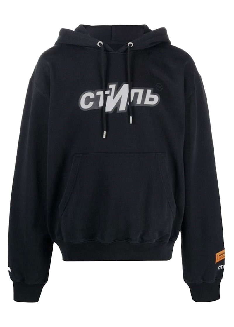 Heron Preston Style Graphic Hoodie Black