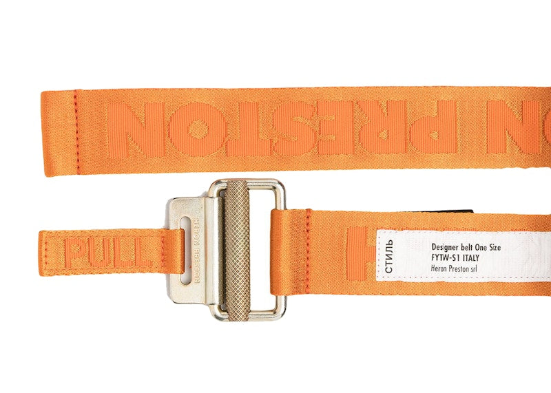 Heron Preston Tape Logo Belt Orange Gold-tone