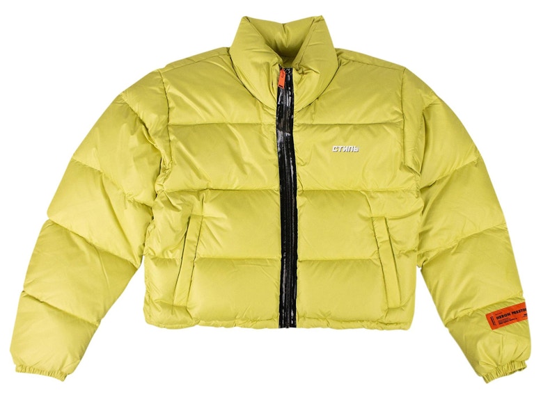 Heron Preston Womens Puffer Jacket Green Yellow