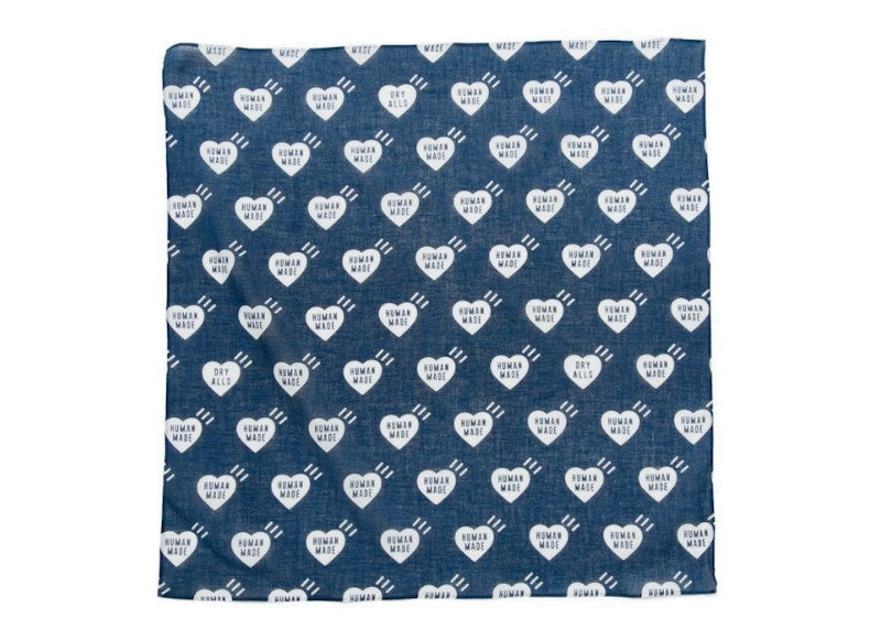 Human Made All Over Heart Logo Graphic Bandana Navy