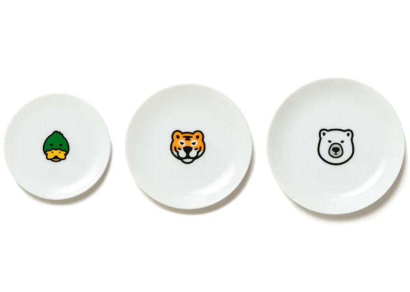Human Made Animal Mamezara Plate (Set of 3) White