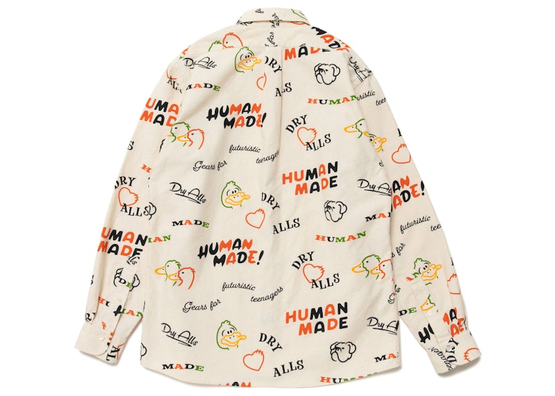 Human Made Dry Alls Duck Printed BD L/S Shirt White