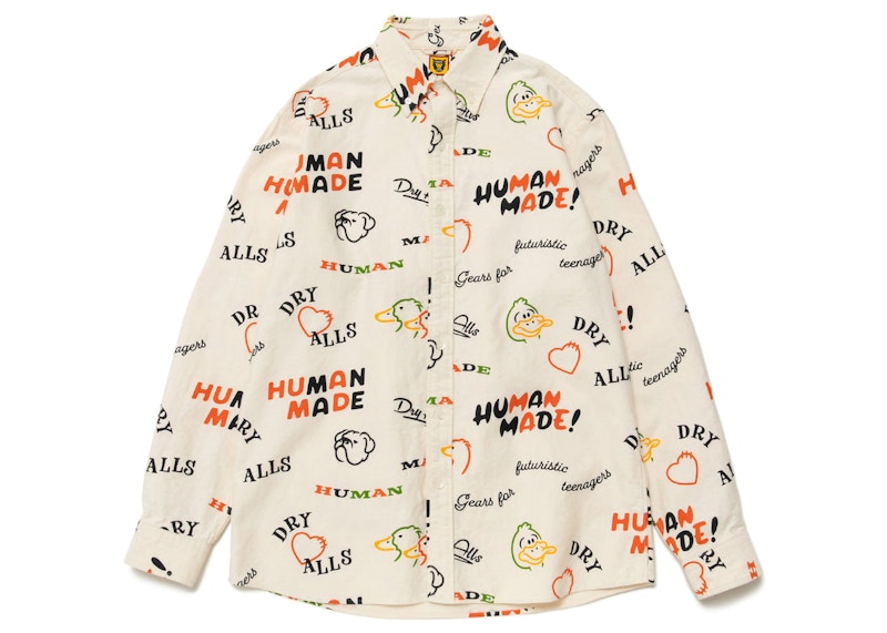 Human Made Dry Alls Duck Printed BD L/S Shirt White